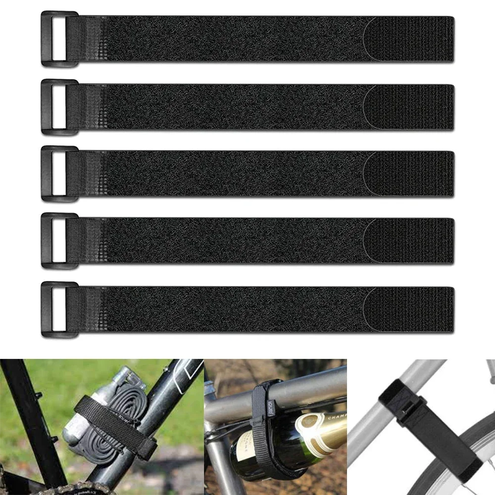 5Pcs Multipurpose Nylon Wheel Straps 2.5*30cm, Reusable Hook & Loop Self-Adhesive Cable Ties for Bicycle Storage Fixing