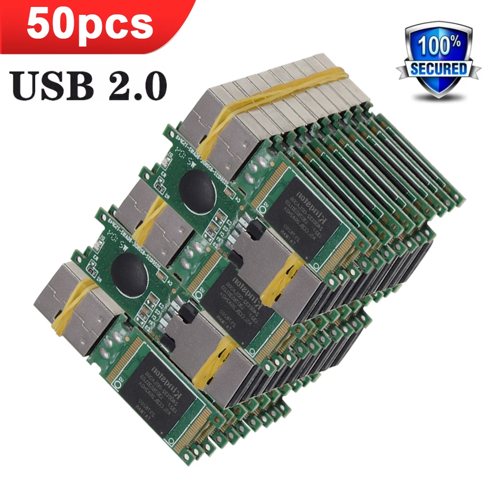 10/30/50/100 stks/partij USB Flash Drive 64GB 128GB USB 2.0 Pen drive 1GB 2GB 4GB 8GB 16GB Memory Sticks Halffabrikaten Chip 32GB