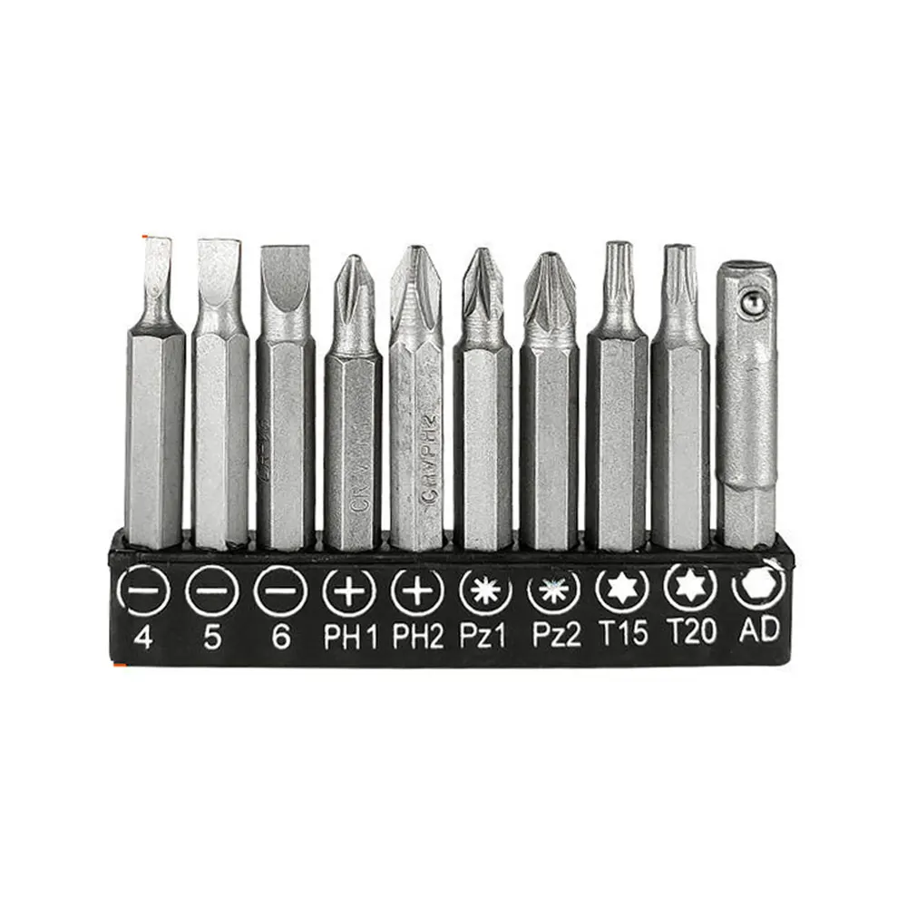 

10Pcs Screwdriver Set 50mm Phillips Slotted Torx AD Screwdriver Bit Tool