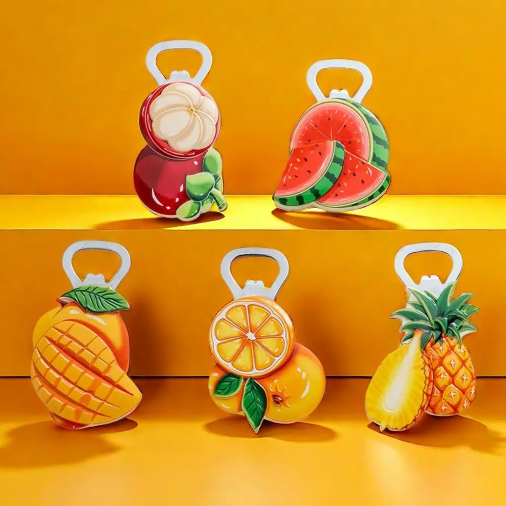 Magnetic Bottle Opener Magnetic Fruit-shaped Bottle Opener with Strong Fridge Magnet Beer Cap Remover 3d Resin Fruit Juice