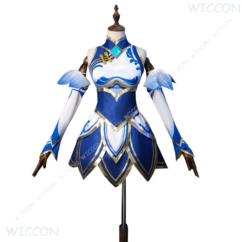 

‌ ‌ ‌ ‌ ‌ ‌ ‌ ‌ ‌ ‌ ‌ ‌ ‌ ‌ ‌ ‌ Игра League Of Legends LOL Porcelain Lux Косплей Костюм Китайское Платье Циньхуа Аниме Наряд Синий Белый Женский ‌