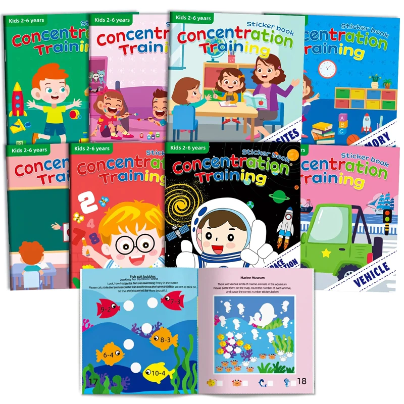 Montessori Spielzeug Cartoon Aufkleber Bücher Fokus auf Potenzial Entwicklung Bildung Aufkleber Spielzeug für Kinder 3-6Y – Detail 2
