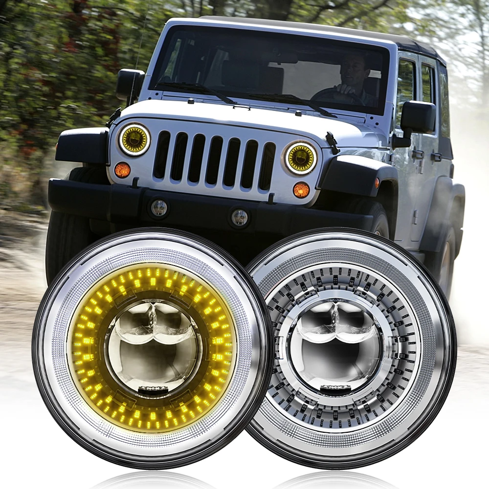 Emark 7inch Led Headlight For Jeep Wrangler TJ JK LJ CJ Land Rover Defender Hummer Super 12v Drl 7''Led Headlamp Car Accessories