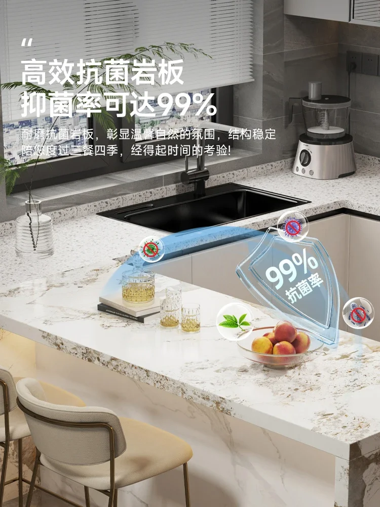 โต๊ะบาร์เกาะแพนดอร่าสเลทแบบรวมฉากกั้นห้องครัวแบบเปิดระดับพรีเมียมในครัวเรือน