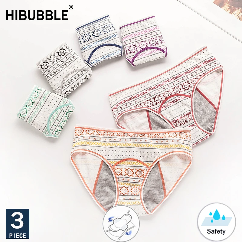 Leakproof Women Menstrual Panties Cotton Underwear Cute Cartoon Period Panties Fashion Underpants Teenagers 3pcs/lot