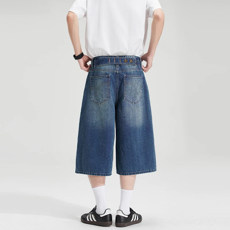 

2026 Summer New American Vintage Loose Cropped Pants Y2K Fashion Design Sense Easy-matching Wide-leg Knee-length Pants