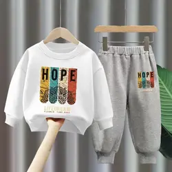 Autumn Children Boy Clothes Set Kid Girls Letter Printed Sweatshirts Pullover Top And Pants Bottom Suit Long Sleeve Tracksuits