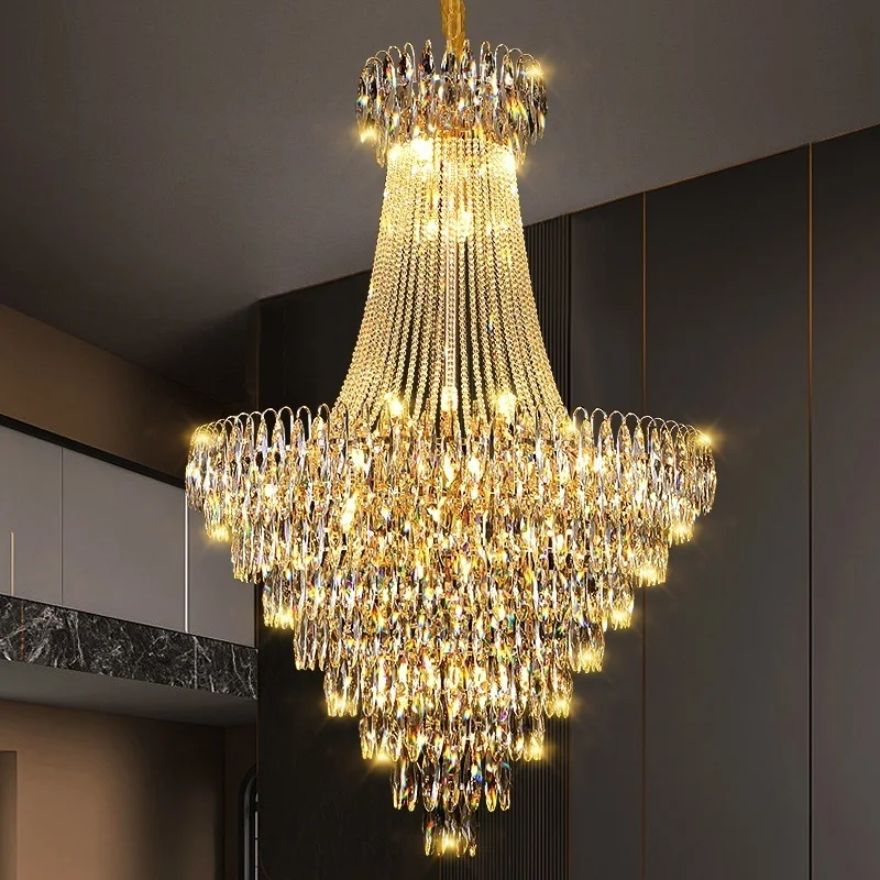 Nordic Modern Crystal Chandelier Wedding Hall Villa Hotel Hall Living Room Home Decoration Ceiling Light Luxurious Pendent Lamp