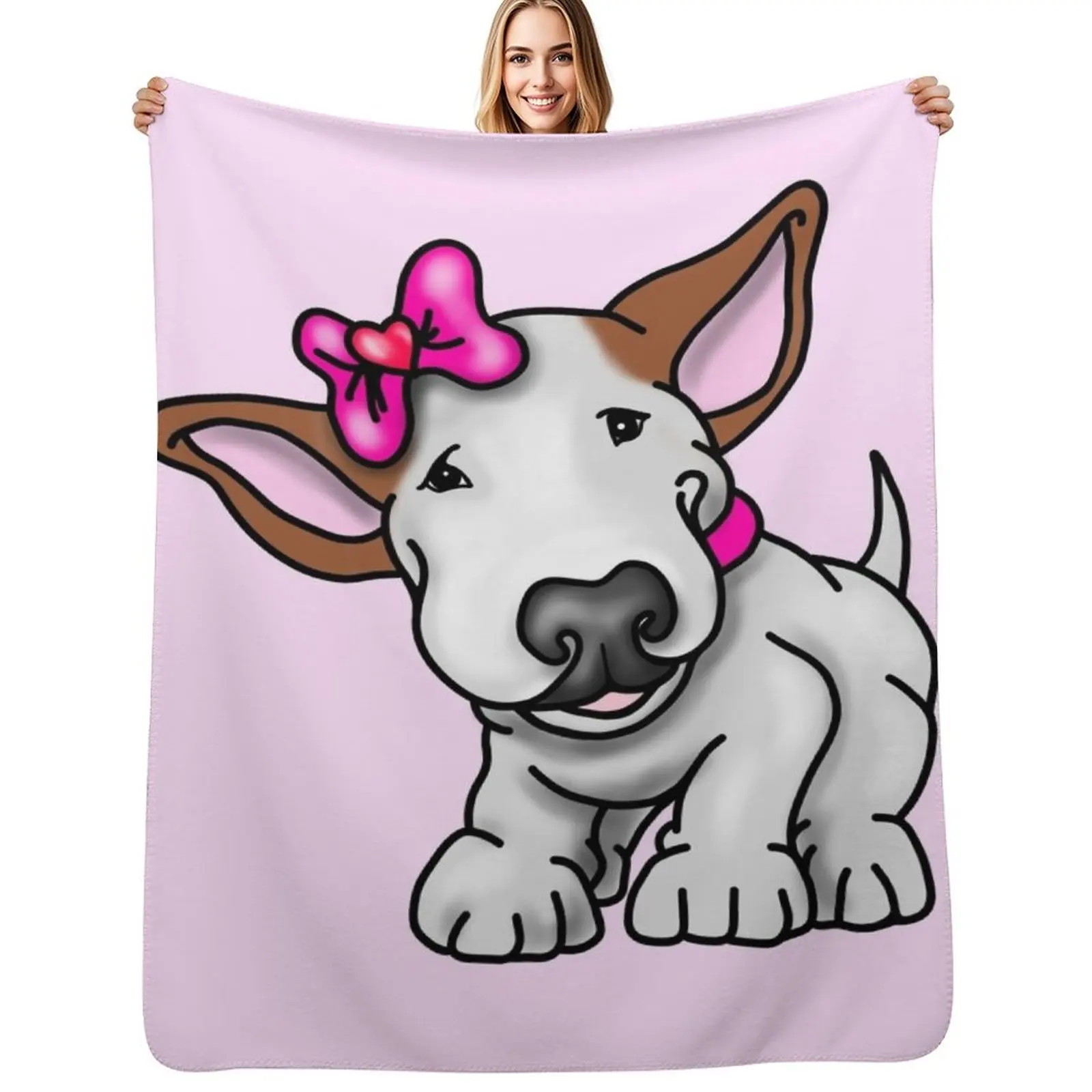 

Bow Bullterrier Throw Blanket Cozy Microfiber Throw Blanket for Home Bedroom