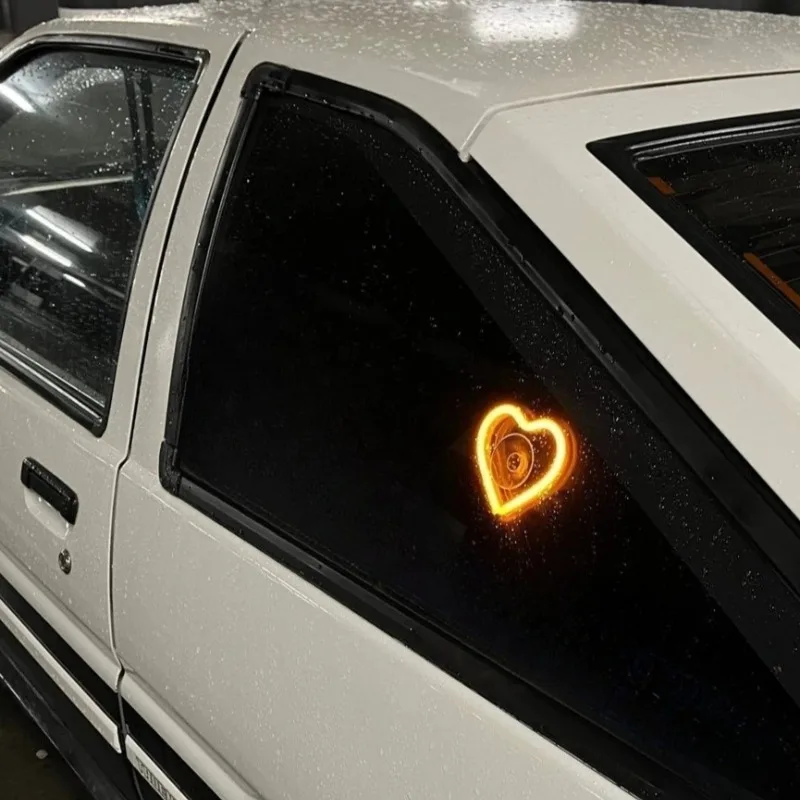 Universal Car LED Window Lights Remote Illuminated Heart-Shaped Neon Atmosphere Light USB Wiring Interface Car Window Decoration