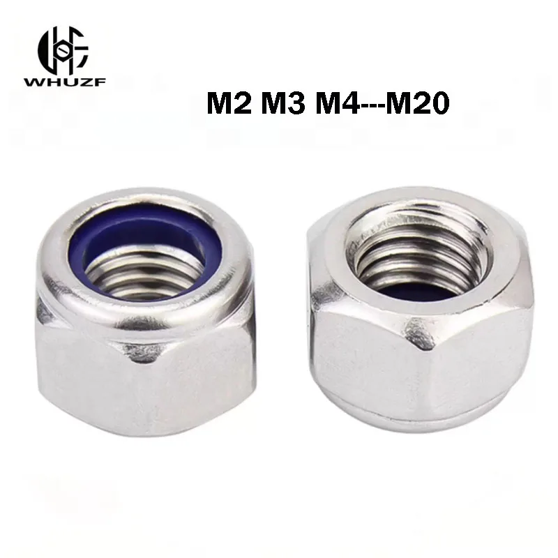 

WHUZF Nylon Lock Nut Stainless Steel Hex Hexagon Locking Nut M2 M2.5 M3 M4 M5 M6 M8 M10 M12 M14 M16 M20 M24 Locknut DIN985