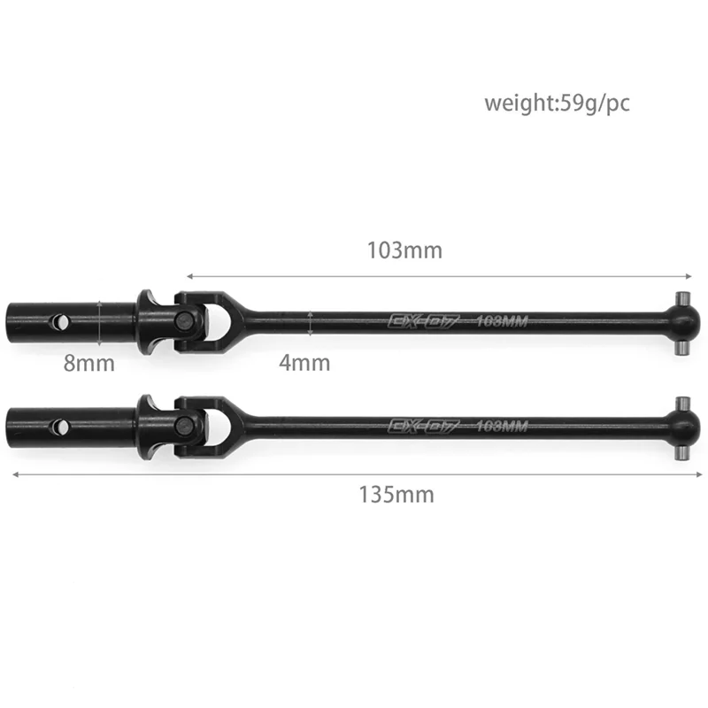 N33R-ZD Racing EX-07 EX07 Metalen Aandrijfas CVD Aandrijfas 1/7 RC Auto Upgrade Onderdelen Accessoires