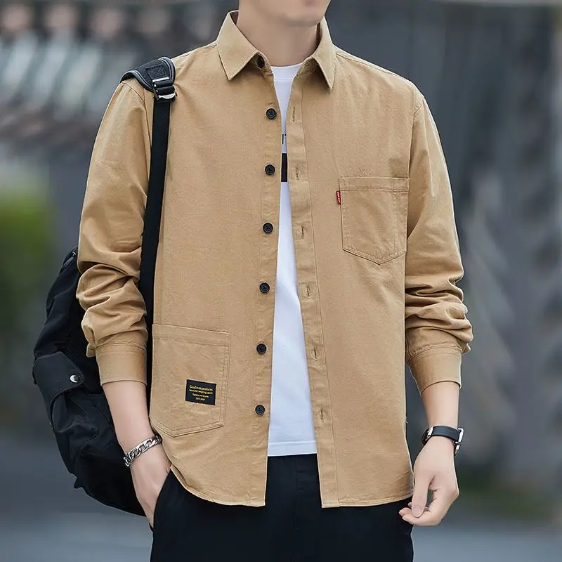 Pockets Button Handsome Turn-down Collar Shirts Spring Summer Comfortable Loose Cardigan 2023 Men\'s Clothing Thin Fashion Casual