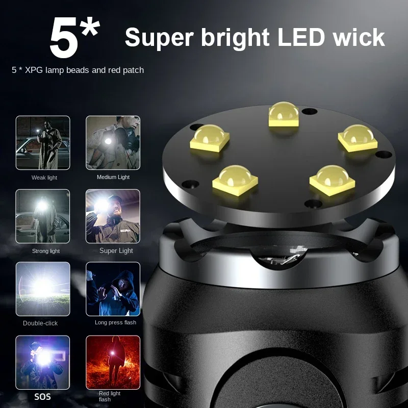 5*Wicks Mini Rechargeable Led Flashlight With Usb Charging Edc Waterproof Aluminum Torch Tail Magnet Cap Clip Portable Lighting