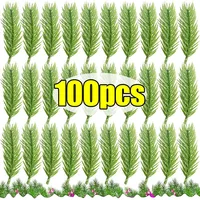 100/10PCS Mini Artificial Pine Needles Green Plant Christmas Pine Branch Fake Plants for Xmas Tree DIY Ornaments Home Decoration