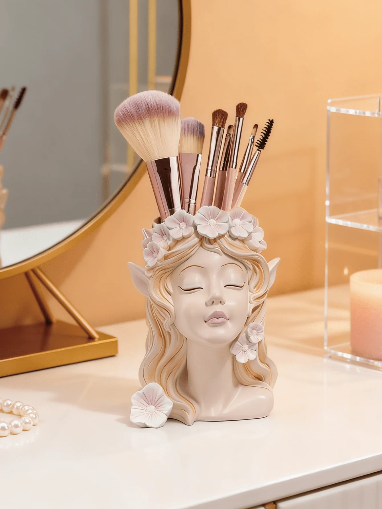 1pc Personalized Makeup Container: For Females, Home Decor/Gift, Essential Storage (Bedroom/Bathroom)