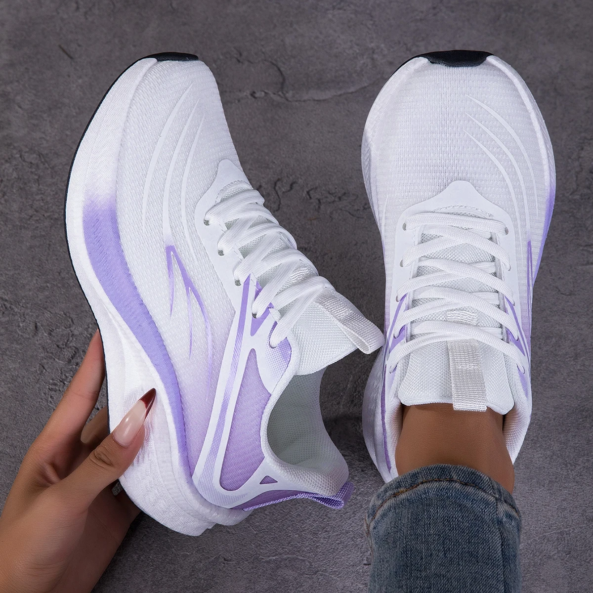 Women’s Fashion Comfortable Tech Cushioning Carbon Plate Running Shoes, Couples’ Matching Marathon Running Shoes, Sports Casual