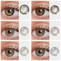 1 Pair 14mm Colored Contact Lenses For Eyes Fashion Natural Brown Lenses Small Beautiful Pupil with Myopia Degree Yearly Use