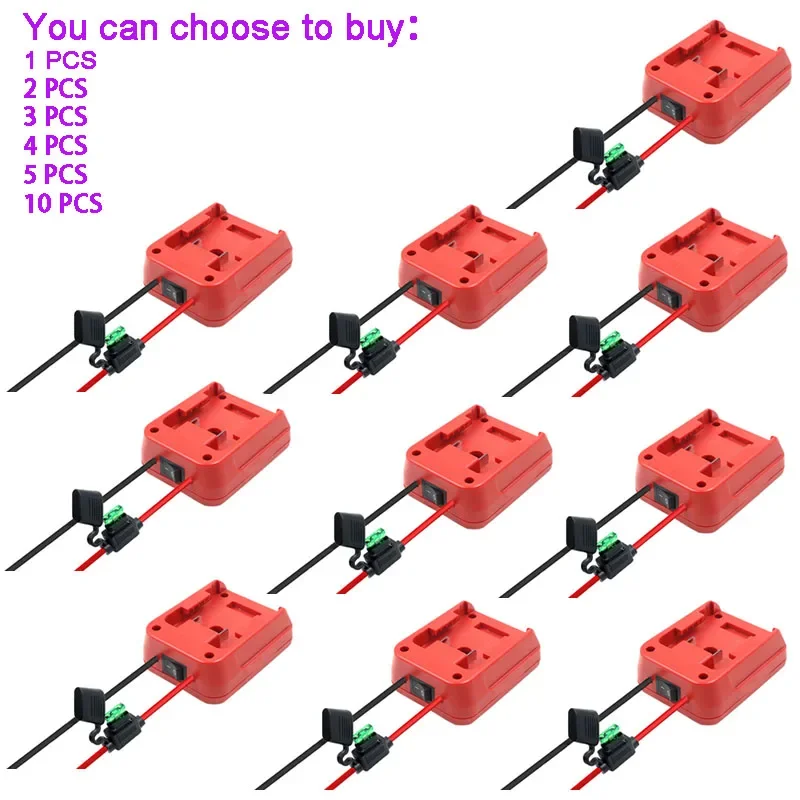 Converter Adapter I/O Switch 30A Fuse For Milwaukee 14.4V/18V For M18 20V Lithium Battery External Power Supply DIY Connector