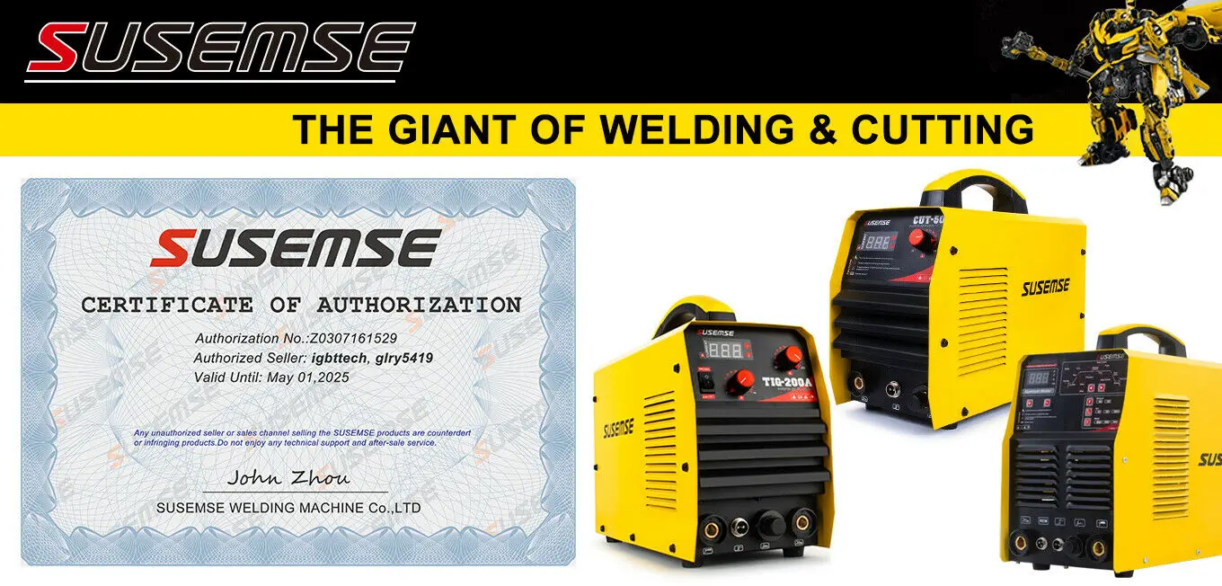 SUSEMSE Plasma Cutter 55 Amp HF IGBT Inverter Portable Air Plasma Cutting Machine with Accessories 12MM Clean Cut for Metal