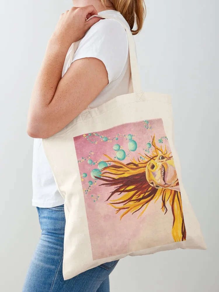 

Bubbles the Horse Tote Bag Canvas bag Women bags Portable shopping bag shopping bags foldable
