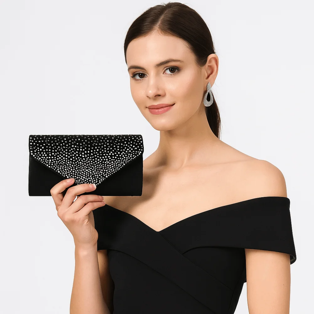 أنيقة حجر الراين حزب مأدبة حقيبة سلسلة واحدة الكتف المرأة مساء حقيبة يد مربع سعة كبيرة حقيبة كروسبودي الطرف #1