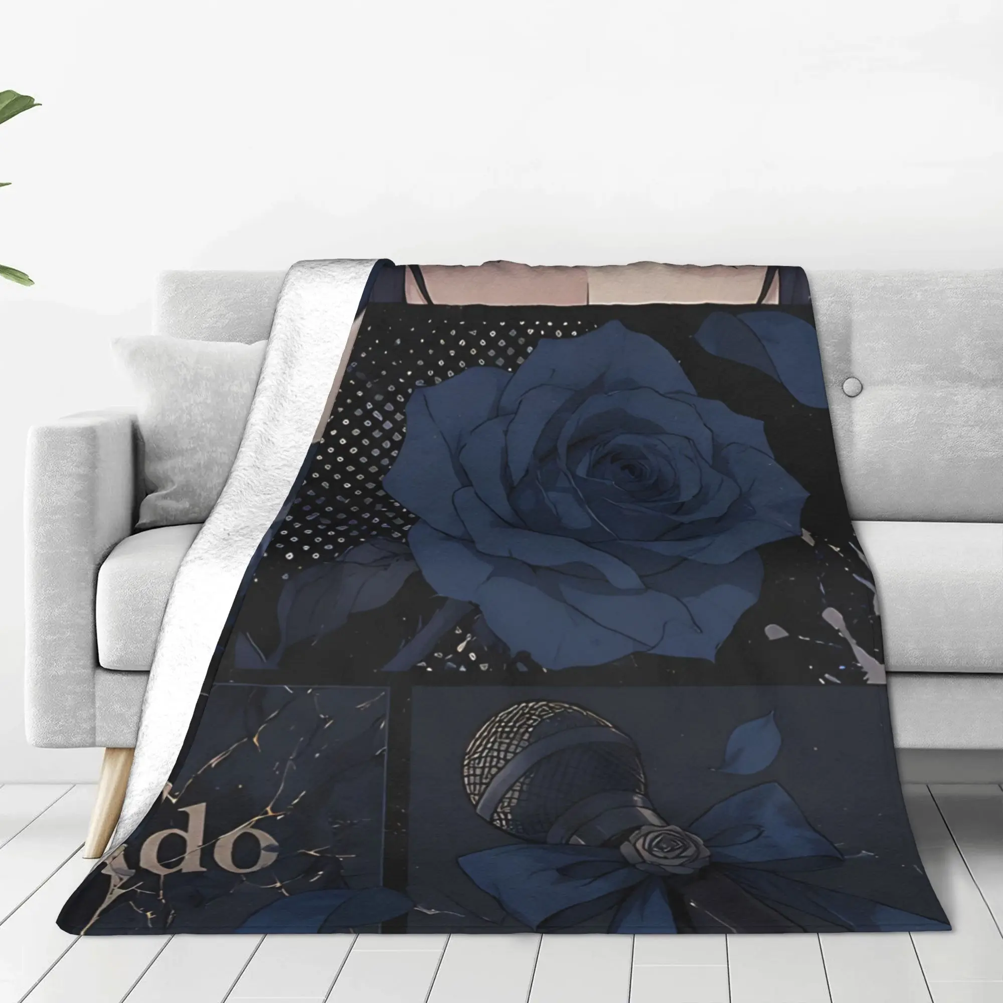 1PC Home Cute Room Decor Black Blue Hair Anime Character Blanket Throw Blanket Ado Novelty Warm Blanket All Season
