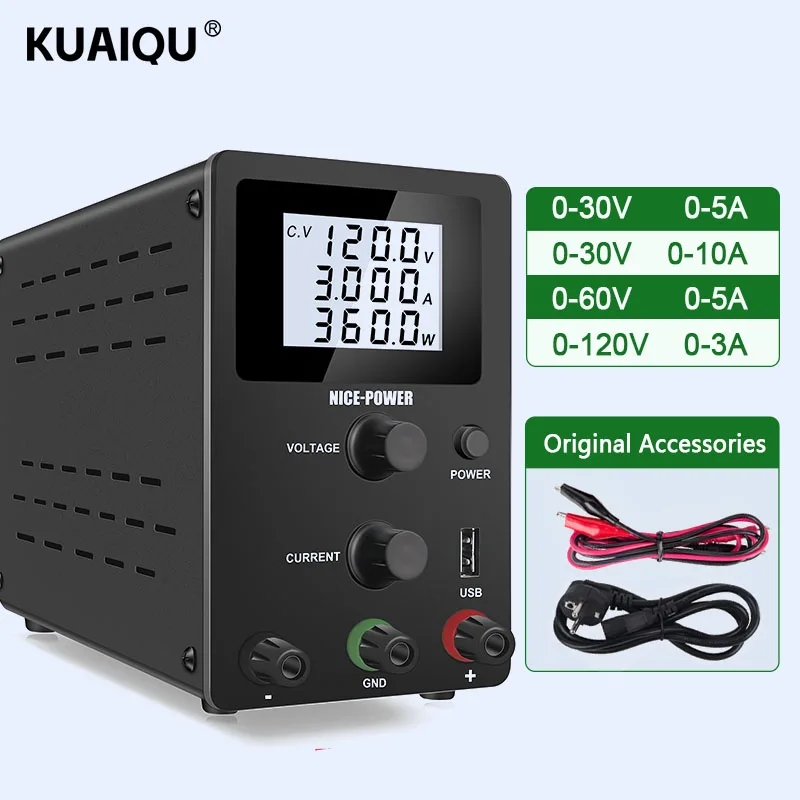 

30V 10A LAB Adjustable Laboratory DC Power Supply Variable 12V 3A 60V 5A USB LED LCD Display For Mobile Phone Repair DIY Tools