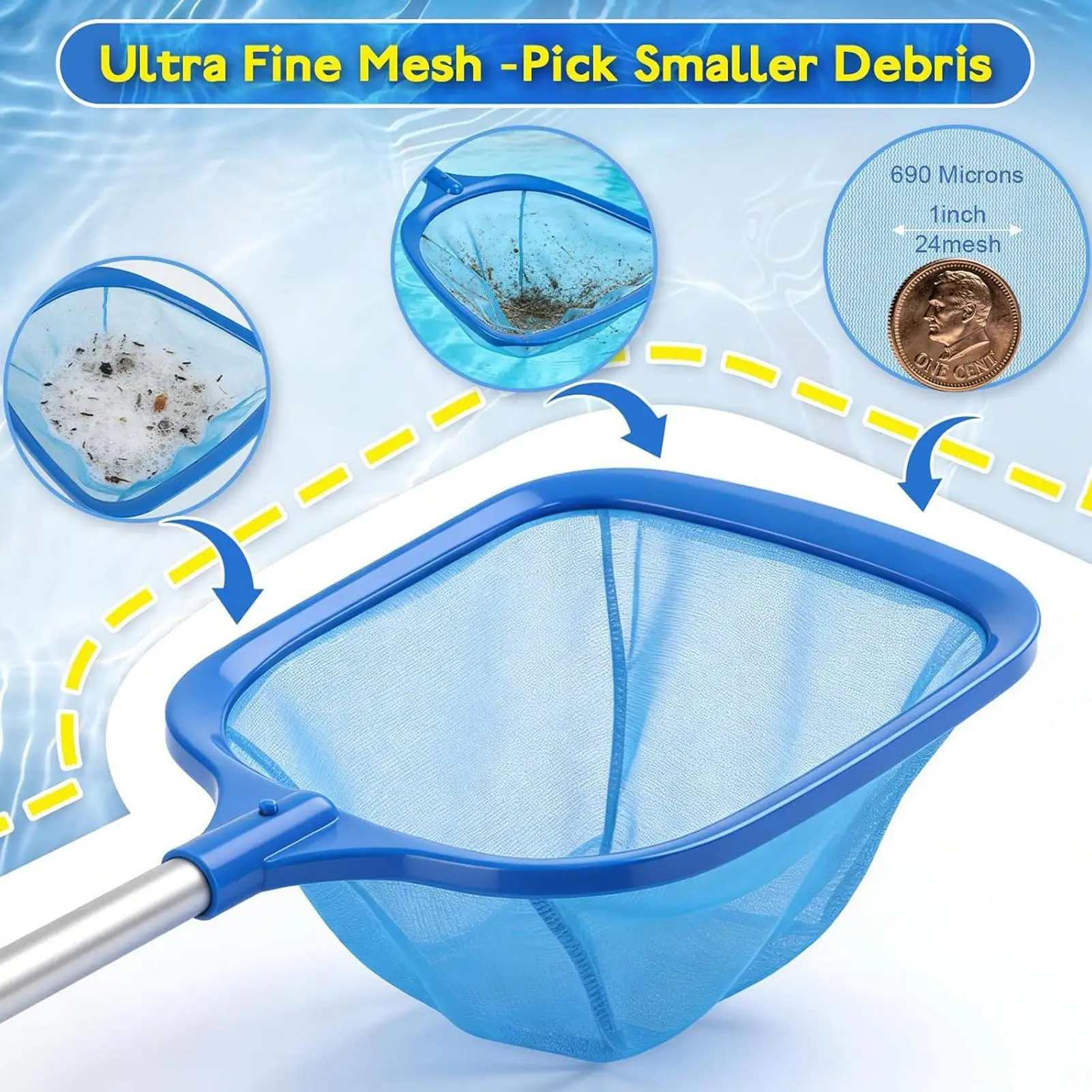 Pool Net Skimmer Water Mesh Filtration Scoop Rake Tool Pool Filtration Cleaning Net Skimmer For Garden Spa Patio Outdoor Pond
