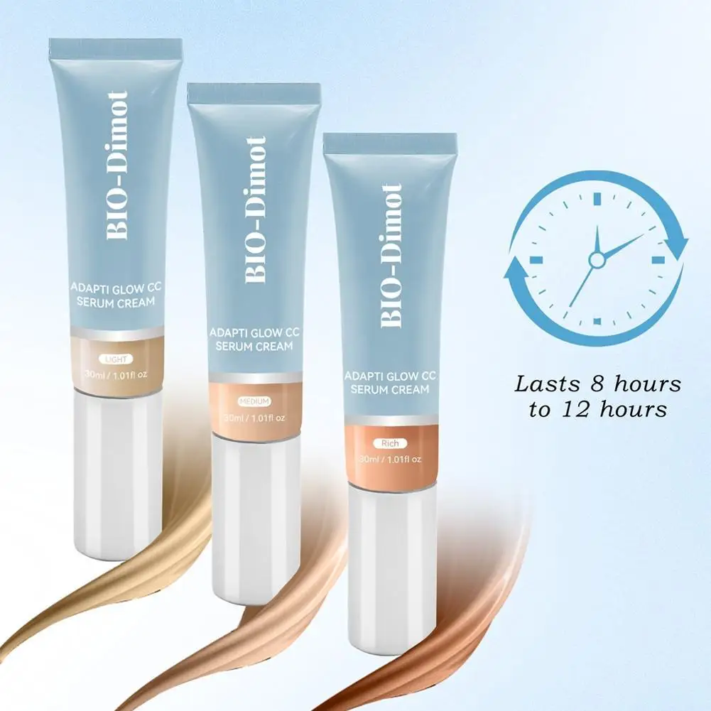 Waterproof CC Cream 30ml Long Lasting Natural Nude Concealer Makeup Base Daily Use Smooth Fine Lines Moisturizing Foundation