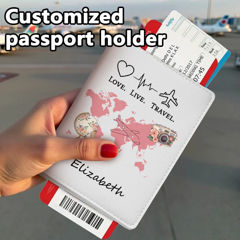 Custom Airplane-Shaped Passport Holder with Name and Text - Multiple Colors Available,  Can Be Used as Passport Holder