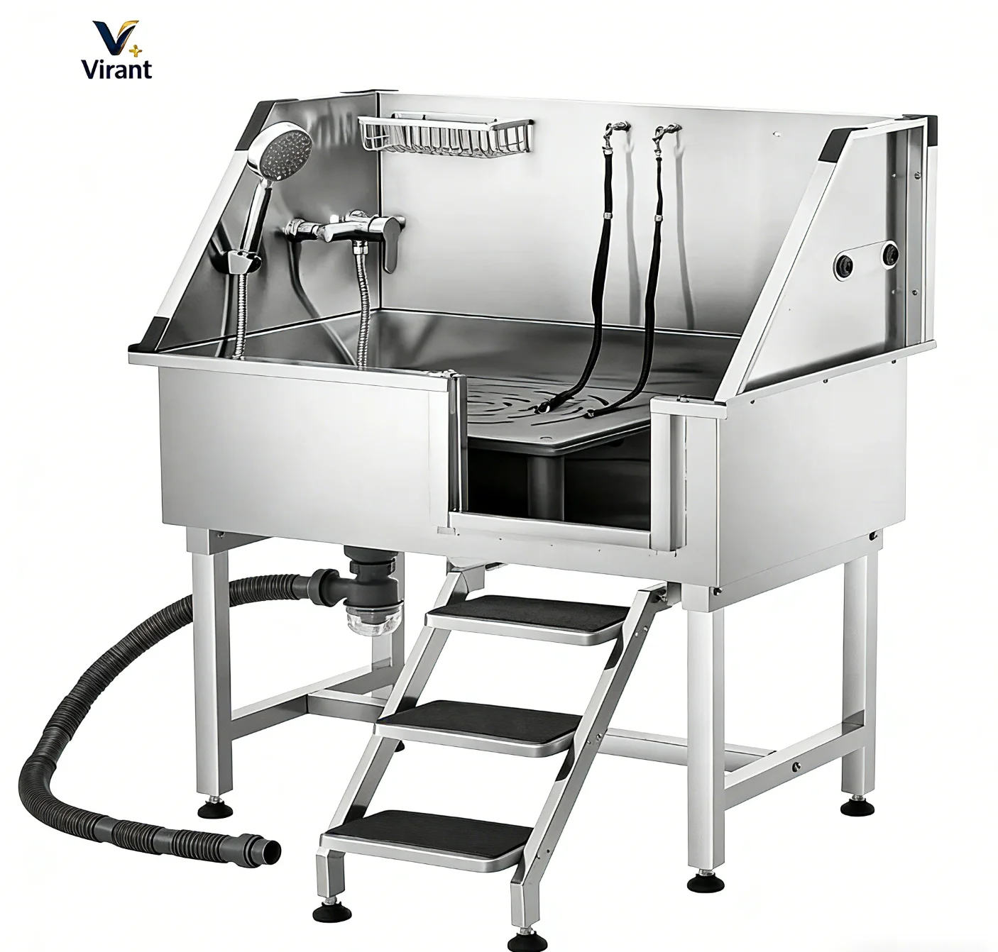 VIRANT VLT-X03 Durable 304 Stainless Steel Foldable Multi-Function Pet Washing Station For Cats Dogs Chargeable 110-240V Pet