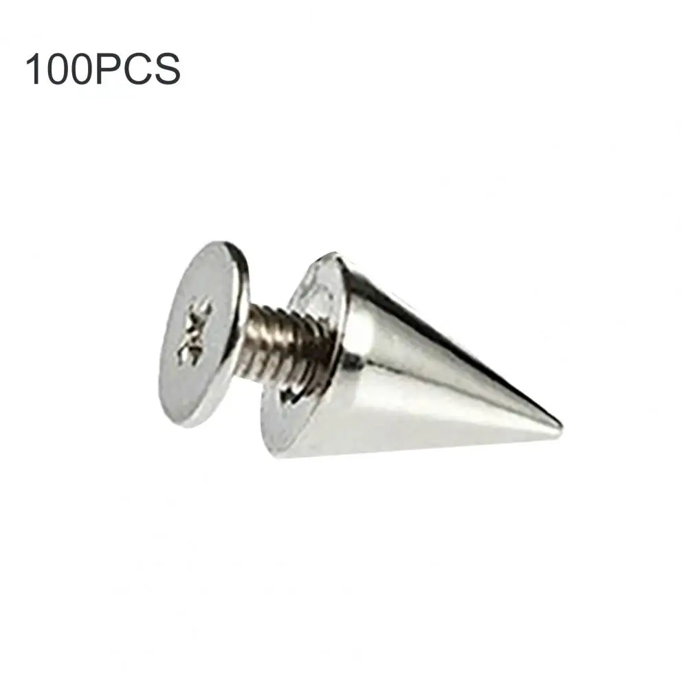 100Pcs 9.5mm Punk Silver Cone Spikes Screwback Studs Rock Gothic Rivets DIY Cool Leather Jacket Belt Shoes Decoration
