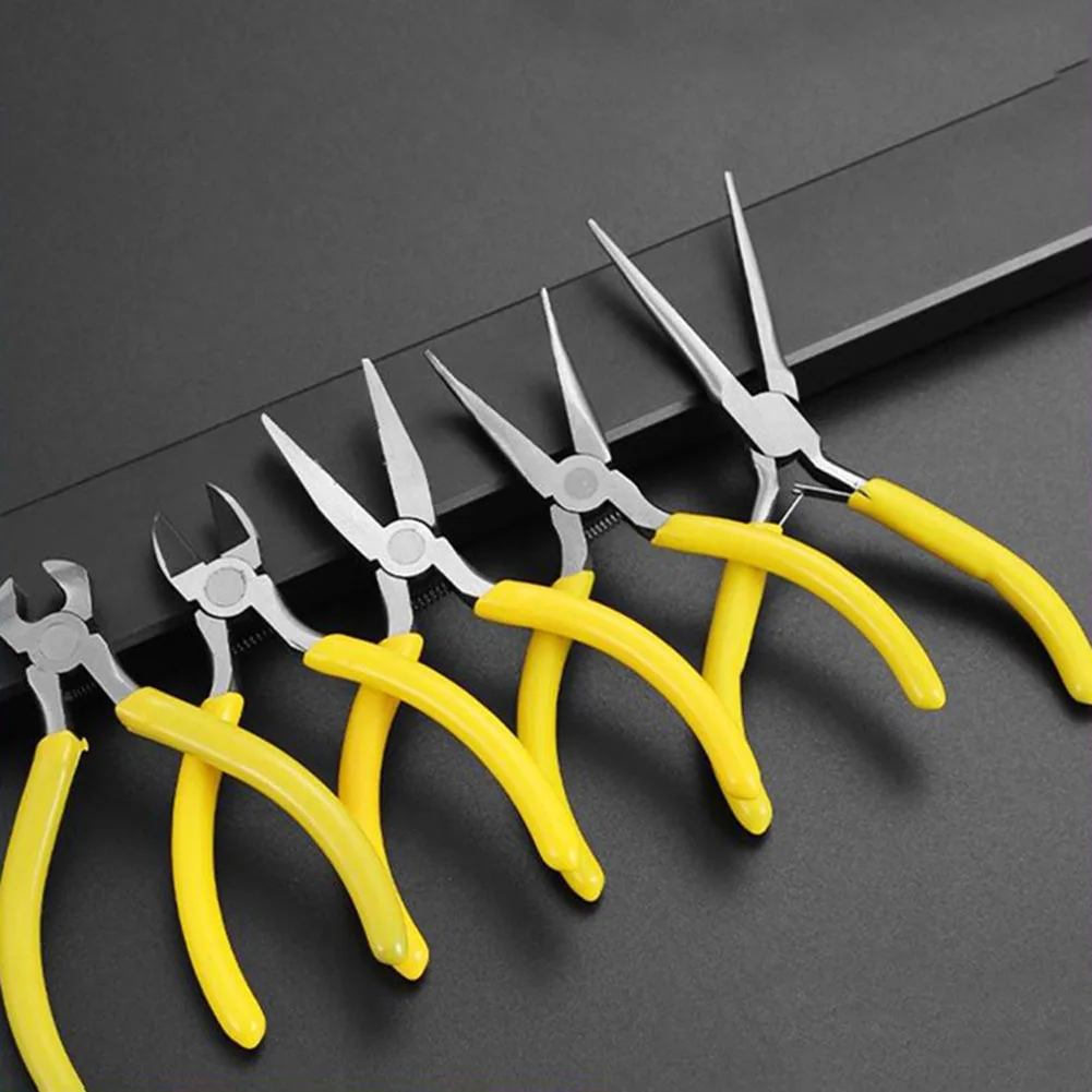 5 بوصة كماشة لصنع المجوهرات إبرة زردية طويلة الفكين سلك كماشة كماشة بأنف مسطح وأشار الأنف المنحني DIY بها بنفسك كماشة يدوية الصنع