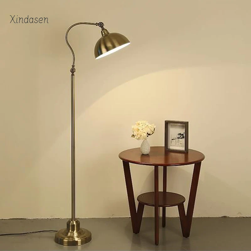 Imagem -02 - American Vintage Led Standing Floor Lamp Metal Retro Luz Sala de Estar Sofá Quarto Cabeceira Escritório Leitura