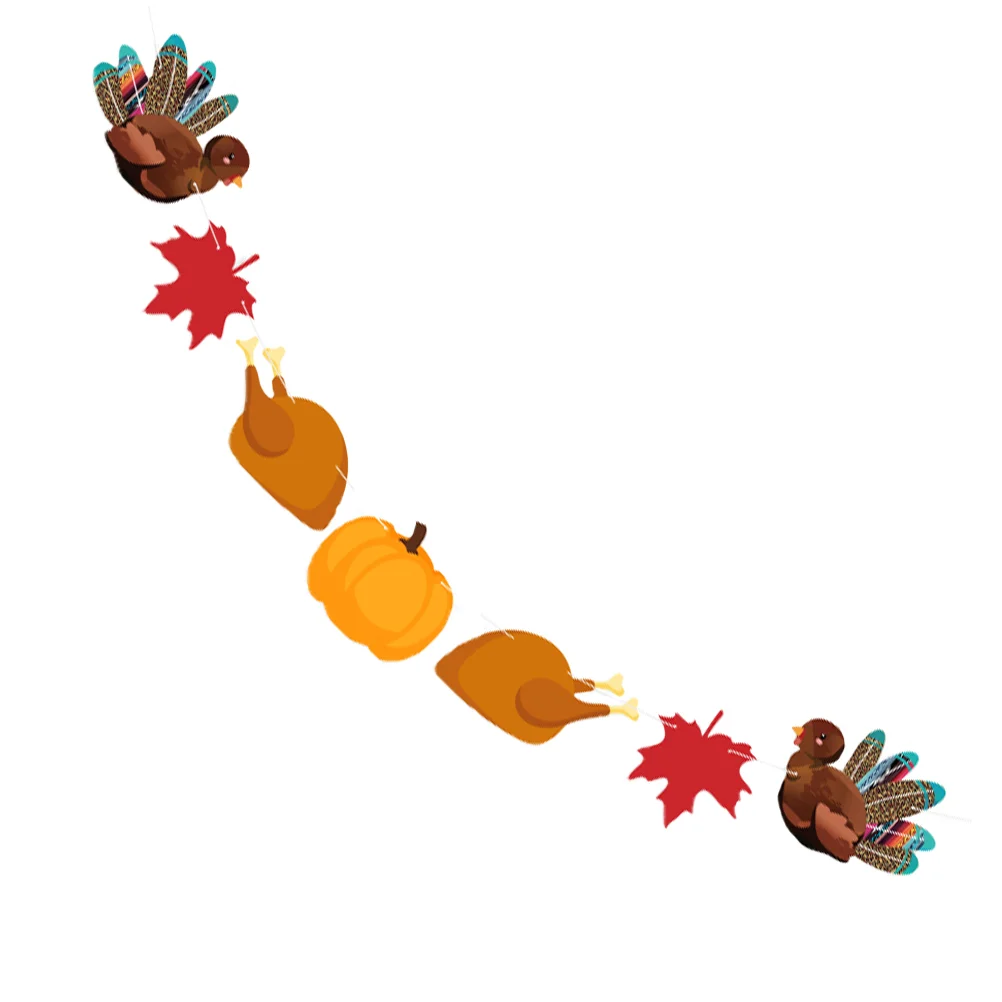 Turkey Latte Thanksgiving Bunting Flag Party Banner Autumn Decorative Items Paper