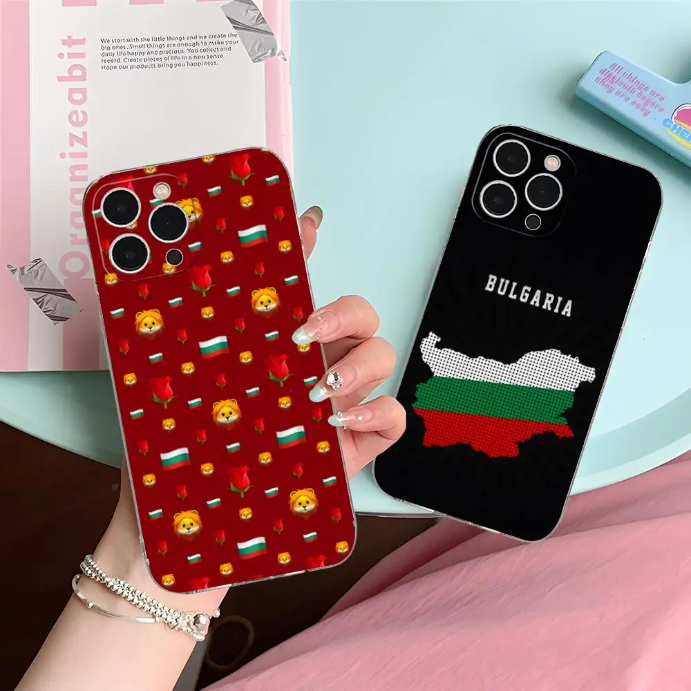 Funda de teléfono móvil con bandera de Bulgaria para iPhone 16 15 14 13 12 11 X XR XS 8 6 Pro Max Plus Mini cubierta de Color transparente cubierta de lujo