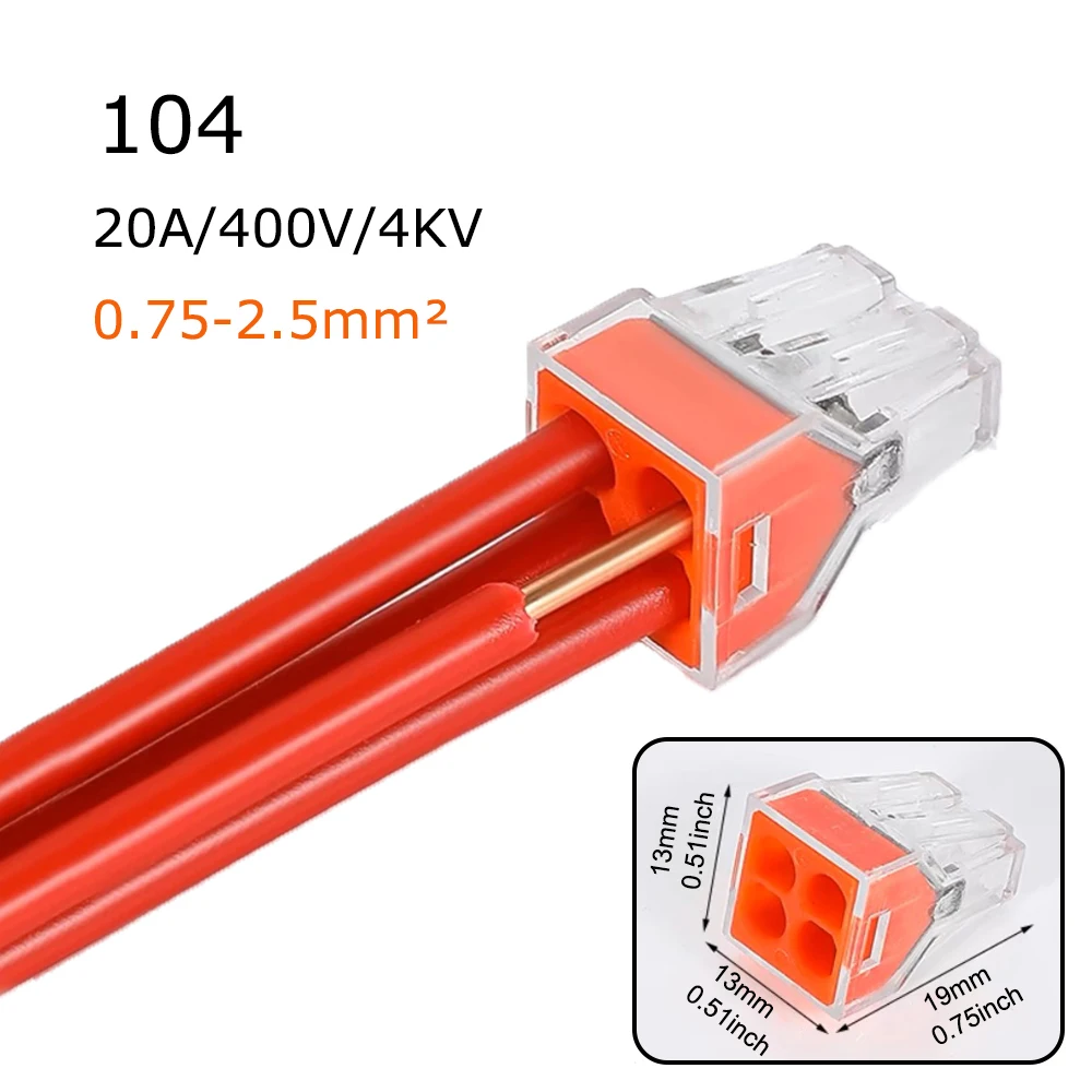 50/100 PCS 4 holes Wire Connector Universal Splitter Wiring Cable Quick Wiring Electrical Connector Push-in Home Terminal Block