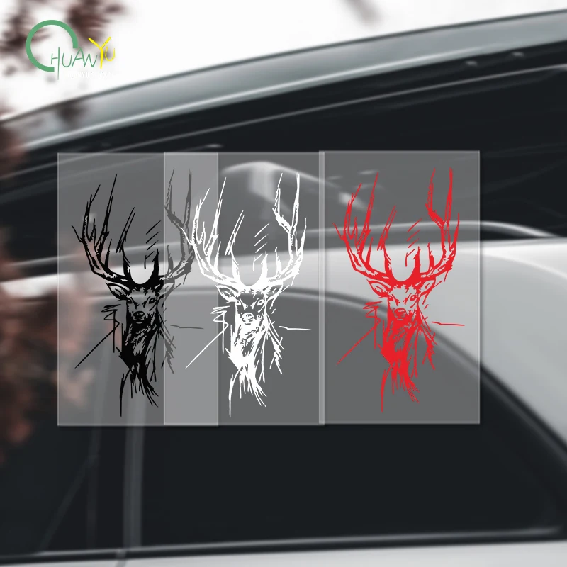 Dark style dog deer car body sticker large area scratch cover waterproof reflective decoration sticker