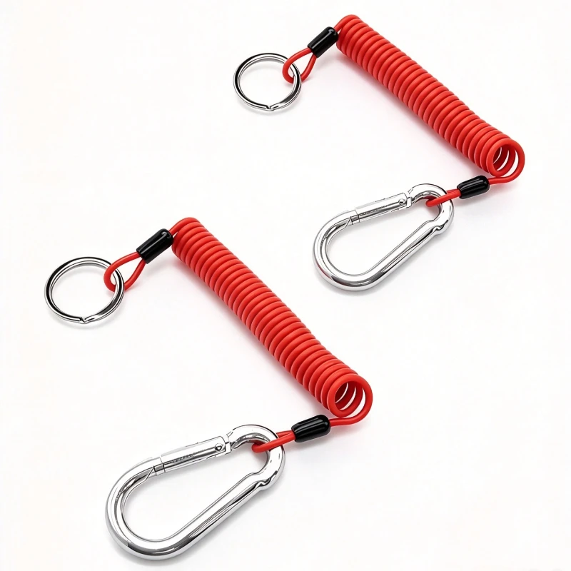 Coiled Spring 6FT Trailer Breakaway Switch Cable 12V DC Red Safety Brake Easy Install for Trailer Boat RV Towing Accessories