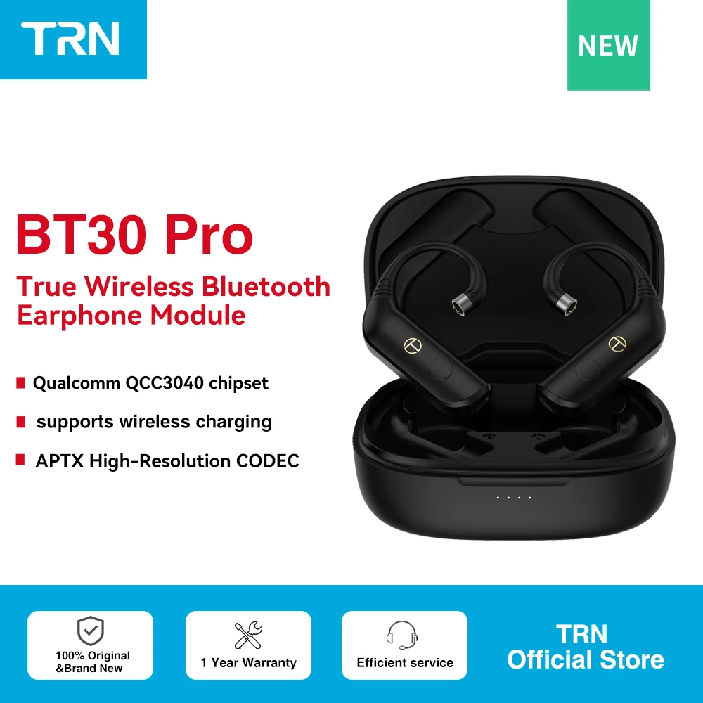 TRN BT30 PRO – Module d'écouteurs, câble de mise à niveau sans fil, Bluetooth 5.2, connecteur HIFI 2 broches/MMCX, prise remplaçable, crochet d'oreille