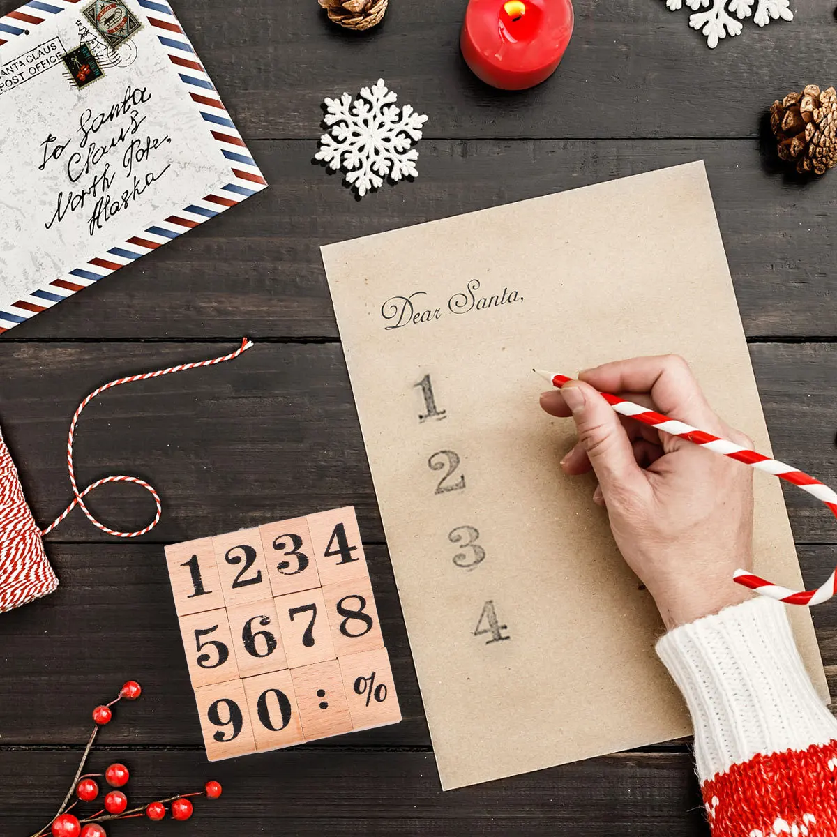 

1 Set Wooden Journal Seal Stamp Number Design Stamps For Diy Crafts Scrapbooking Card Making Lightweight Durable Wooden Stamps