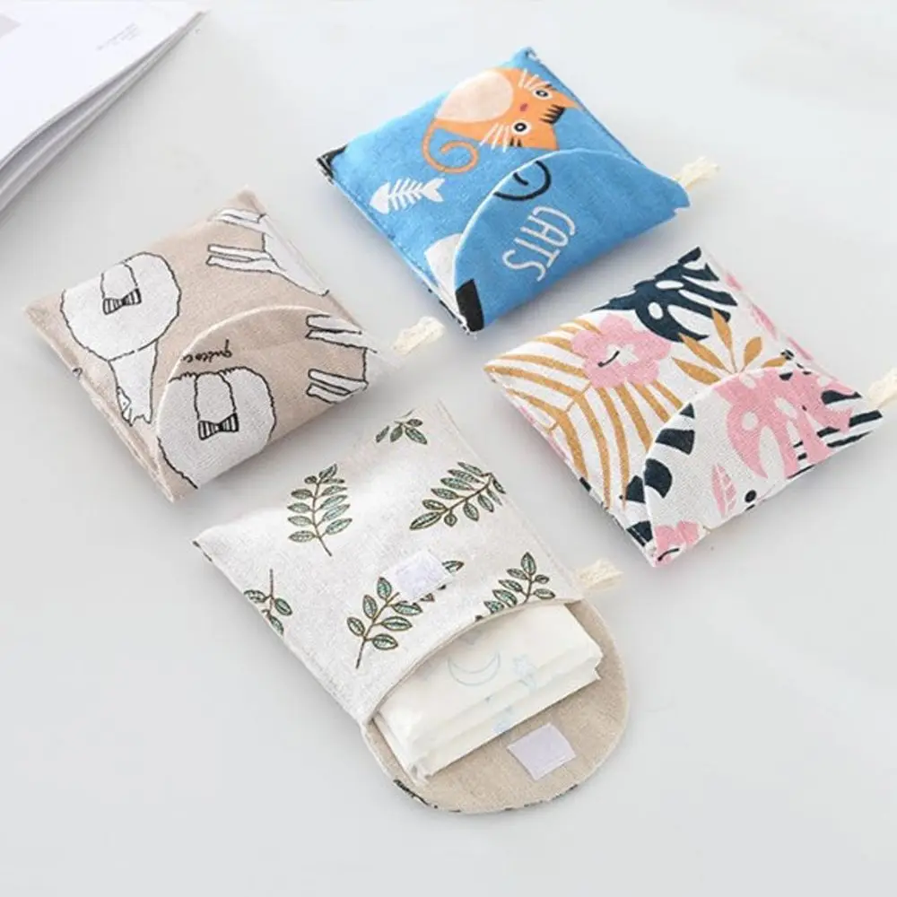 Women Cartoon Sundries Napkin Jewelry Organizer Credit Card Bag Mask storage bag Makeup Bag Sanitary Pad Storage Bag Coin Pouch