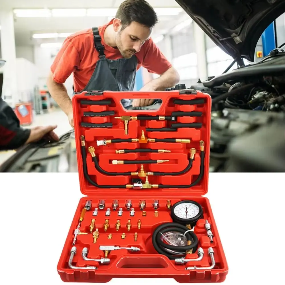 

0-140PSI Fuel Injection Gauge Professional Diagnostic Pressure Tester Kit Tool Set Oil Pressure Tester Injection Manometer