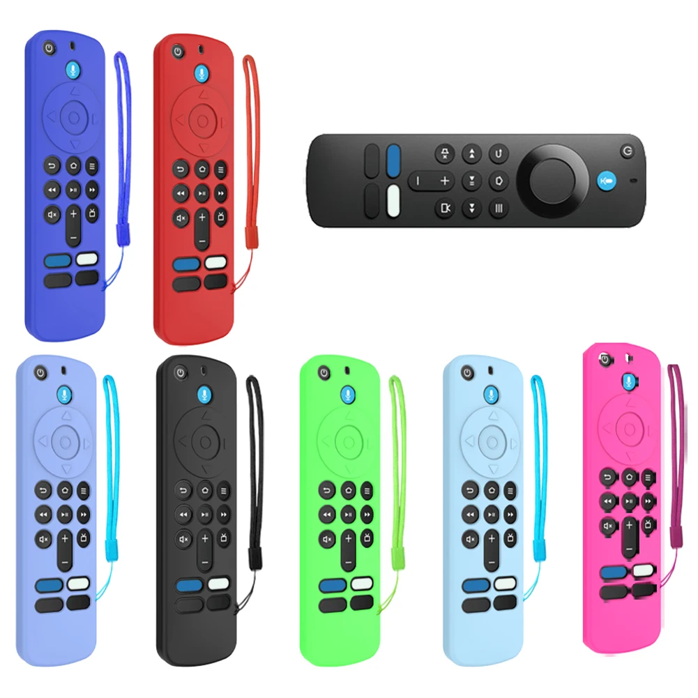 Silicone Remote Case Anti-Slip Protective Cover with Lanyard Protective Controller Sleeve Skin Shockproof for Fire TV Stick HD