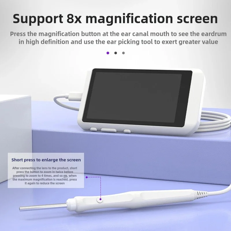 3.9mm/3.2mm Visual Ear Cleaning Instrument 4.5 Inch 500W LCD Screen  Children's Ear Wax Clean Endoscope With 32G TF Card