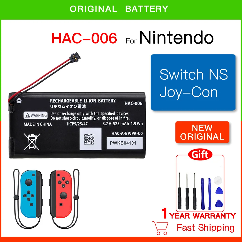 

100% Orginal HAC-006 525mAh Battery For Nintendo HAC006 HAC-015 HAC-016 HAC-A-JCL-C0 HAC-A-JCR-C0 Switch NS Joy-Con + Free Tools