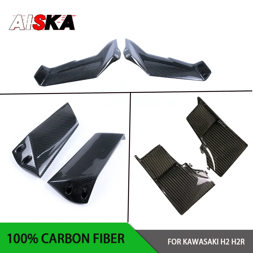 For KAWASAKI NINJA H2 H2R 2015 - 2024 Full Carbon Fiber Generation Winglets Air Deflector Upper Lower Wings Motorcycle Parts