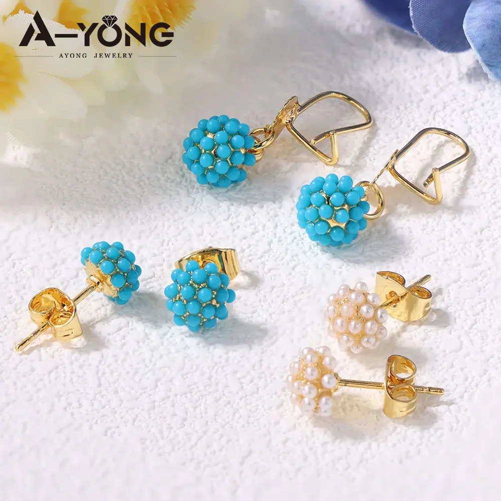 Bohemian Fashion Perlen Ohrstecker 21k vergoldet Dubai zierliche Türkis Tropfenohrring arabische Frauen Party Schmuck Geschenke