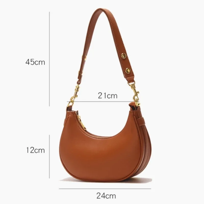 Moda Half Moon torba typu Hobo dla kobiet 2024 miękka skóra Pu w stylu Casual, na zamek błyskawiczny torba pod pachami wysokiej jakości torba na ramię na co dzień kobieta